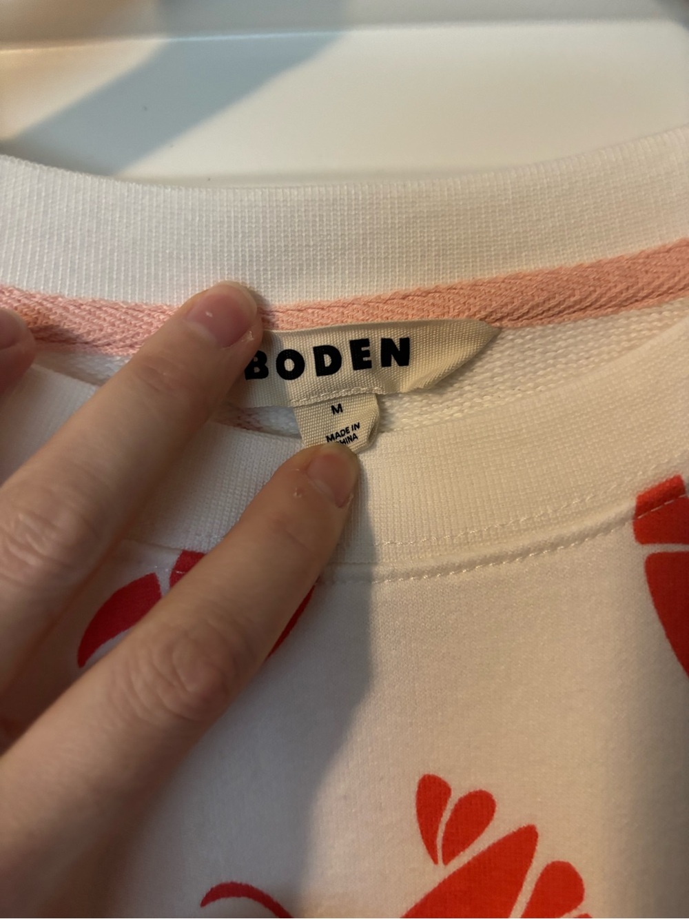 Boden White Crewneck Sweatshirt with Orange Lobster Print - Picture 3 of 4